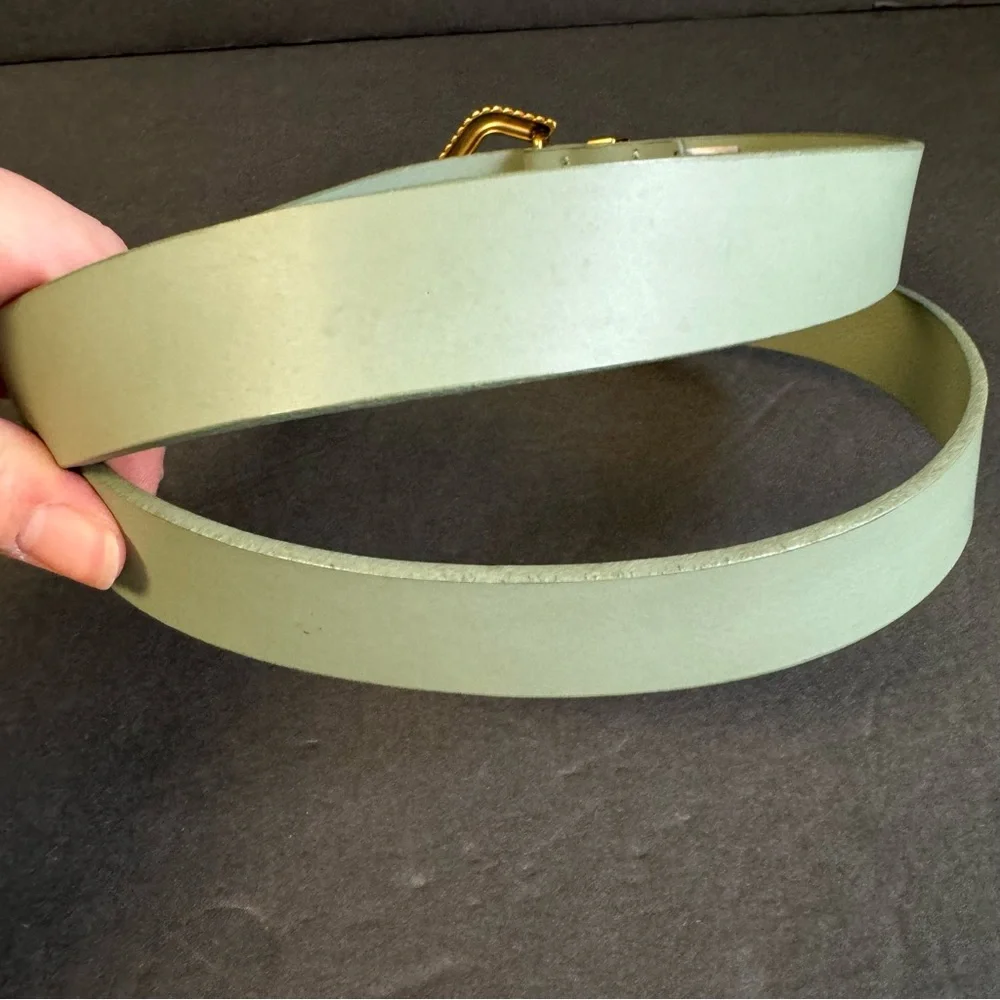 Treasure & Bond Sienna Western Leather Belt Sea Green Gold Tone Buckle‎ XL